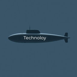 A minimalist and elegant submarine design featuring the word "Technology" in a sleek, modern sans-serif font on its lateral side