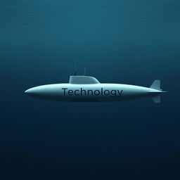 A minimalist and elegant submarine design featuring the word "Technology" in a sleek, modern sans-serif font on its lateral side