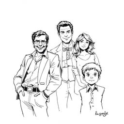 Ink sketch of characters from the movie Jerry Maguire