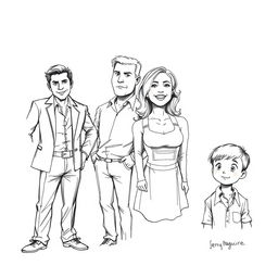 Ink sketch of characters from the movie Jerry Maguire