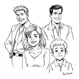 Ink sketch of characters from the movie Jerry Maguire