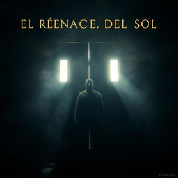 A mystical scene titled 'EL RENACER DEL SOL' featuring a man made of tea standing in front of a wooden door