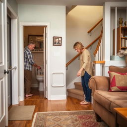 A cozy and safe home environment adapted for the safety of an elderly person