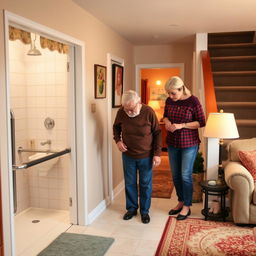 A cozy and safe home environment adapted for the safety of an elderly person