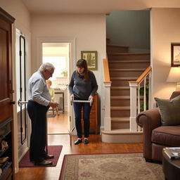 A cozy and safe home environment adapted for the safety of an elderly person