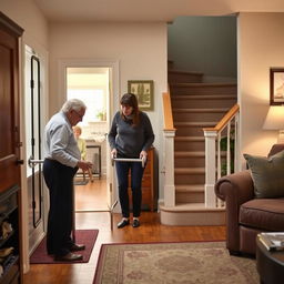 A cozy and safe home environment adapted for the safety of an elderly person