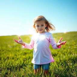 A young girl, around 8 years old, with captivating superpowers