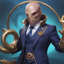 Detailed anime-style character artwork of Nautilus from League of Legends, featuring his iconic suit and anchor with a Japanese animation flourish.