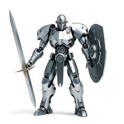 A warforged warrior with human-like features, standing resolutely on a white background