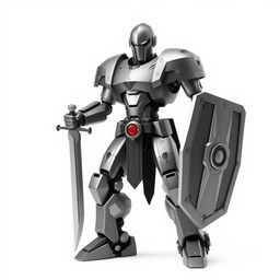 A warforged warrior with human-like features, standing resolutely on a white background