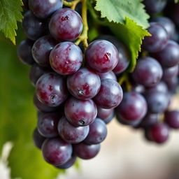 A vibrant and detailed image of a bunch of grapes, showcasing their plump and succulent texture