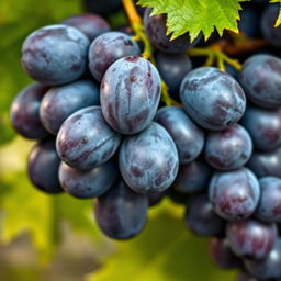 A vibrant and detailed image of a bunch of grapes, showcasing their plump and succulent texture