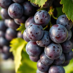 A vibrant and detailed image of a bunch of grapes, showcasing their plump and succulent texture