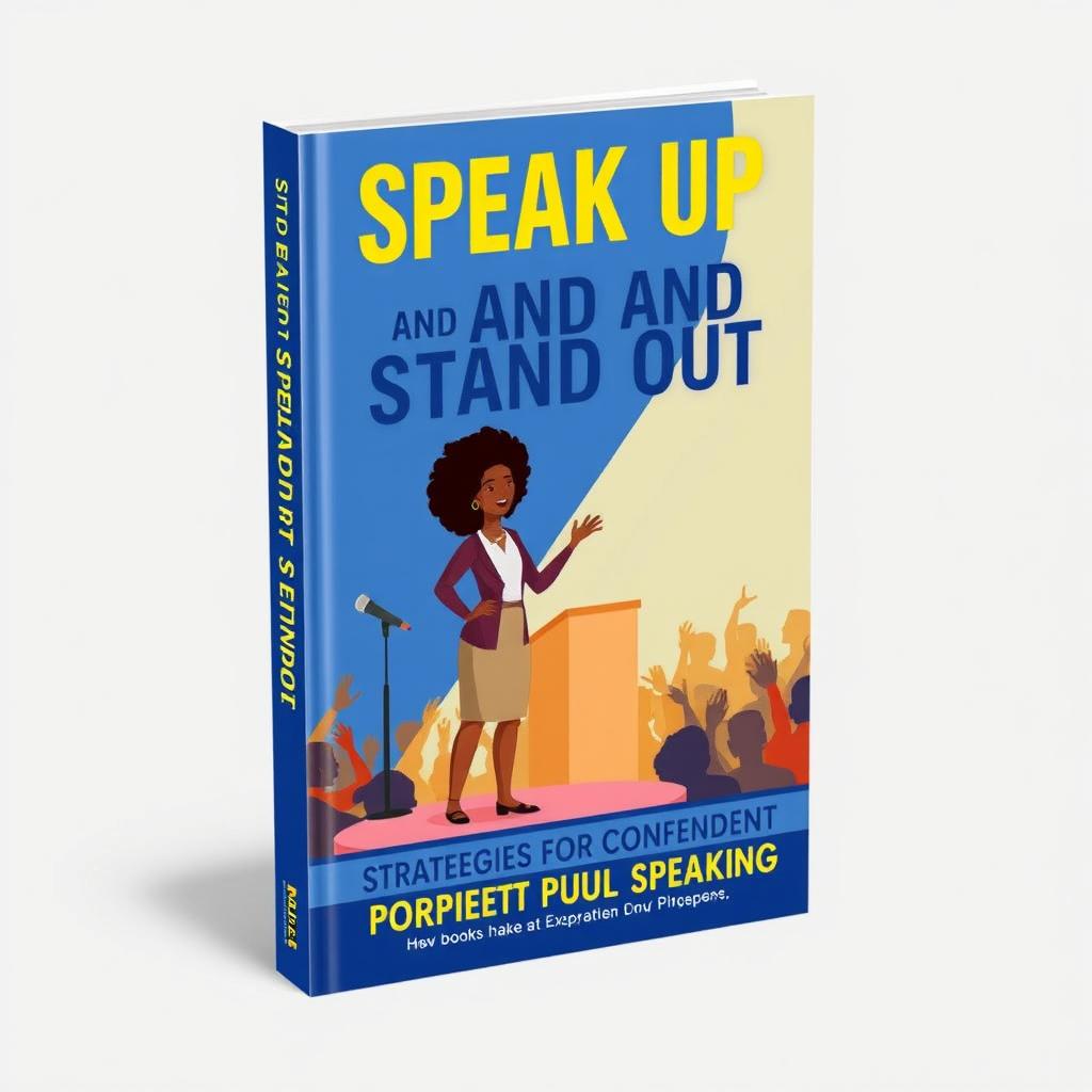 A book cover design featuring the title "Speak Up and Stand Out: Strategies for Confident Public Speaking"