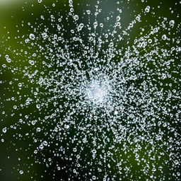 A detailed image capturing the dynamic motion of a spray of water, captured mid-air