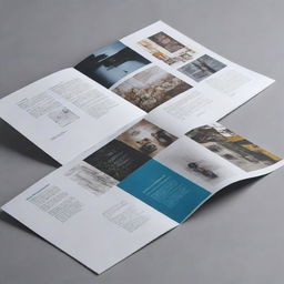 An open brochure displaying captivating designs, text, and images related to the desktop publishing industry. It should exude modernity and professionalism.