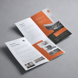 An open brochure displaying captivating designs, text, and images related to the desktop publishing industry. It should exude modernity and professionalism.