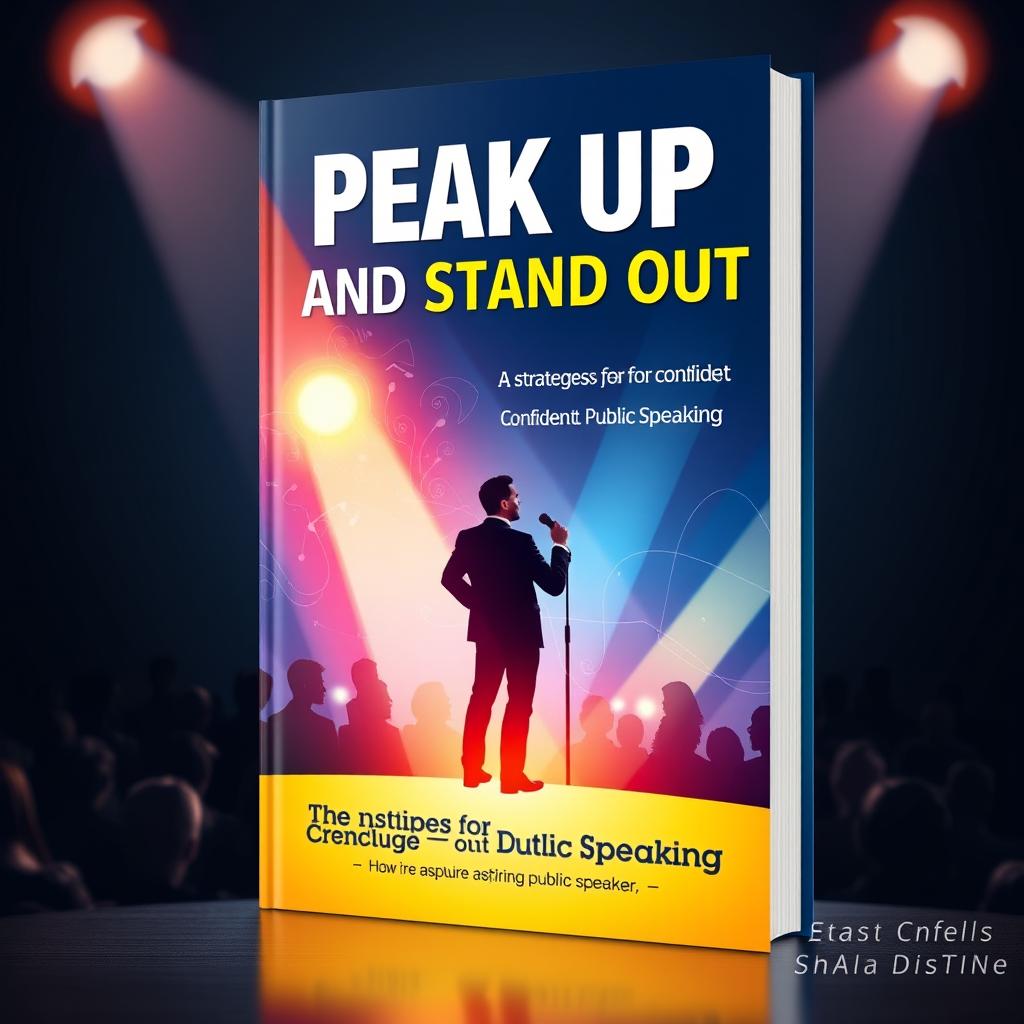 An imaginative and captivating book cover design for 'Speak Up and Stand Out: Strategies for Confident Public Speaking'