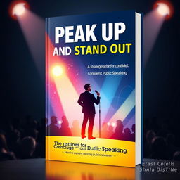 An imaginative and captivating book cover design for 'Speak Up and Stand Out: Strategies for Confident Public Speaking'