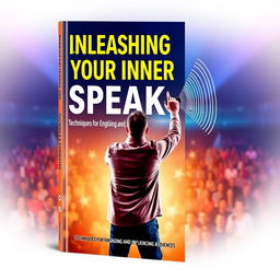 A captivating and empowering book cover design for the title "Unleashing Your Inner Speaker: Techniques for Engaging and Influencing Audiences"