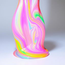 A vibrant, colorful slime, with its viscous and semi-transparent texture glistening under a soft light