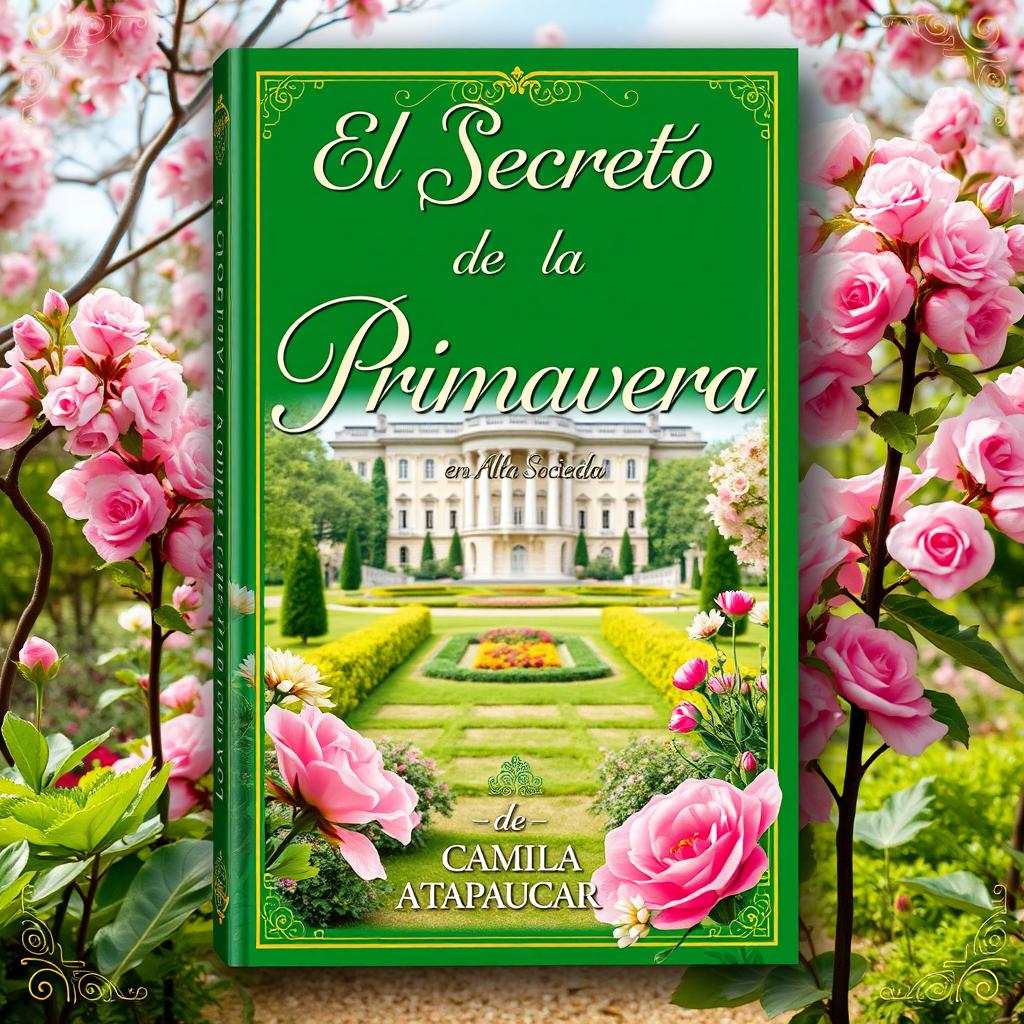 A book cover for "El Secreto de la Primavera en la Alta Sociedad" by Camila Atapaucar