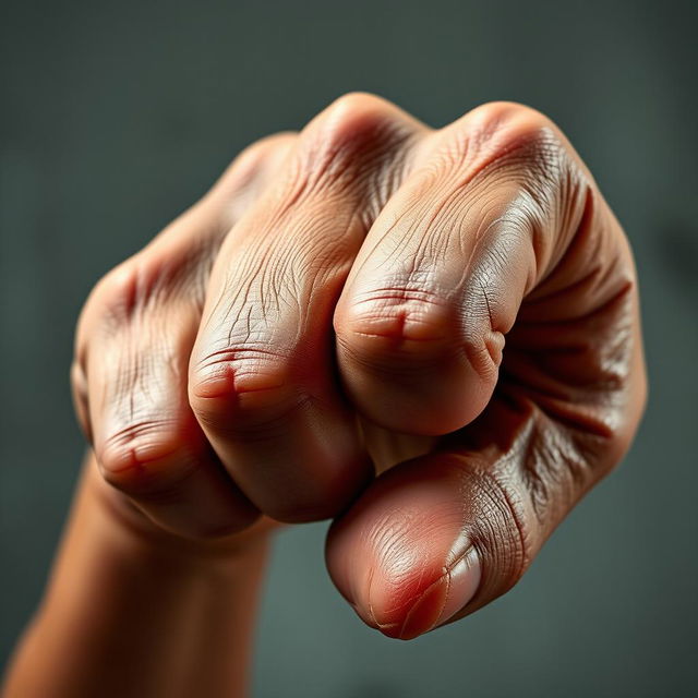 A high-resolution, hyper-realistic close-up of a hand emphasizing its prominent knuckles, with detailed textures of skin, veins, and bone structure