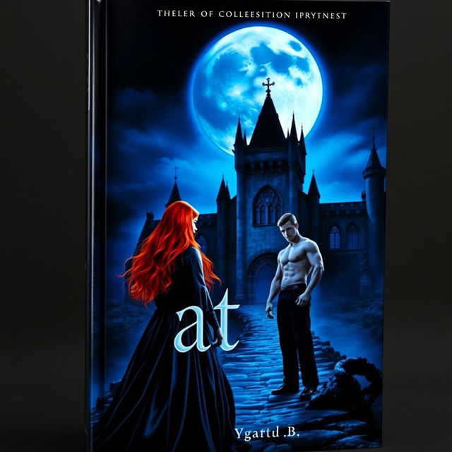 A book cover featuring a dark gothic castle at night, with a huge moon casting a cold, blue light over the scene