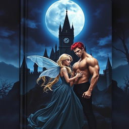 A book cover featuring a dark gothic castle at night, under a giant moon that casts a cold, blue glow