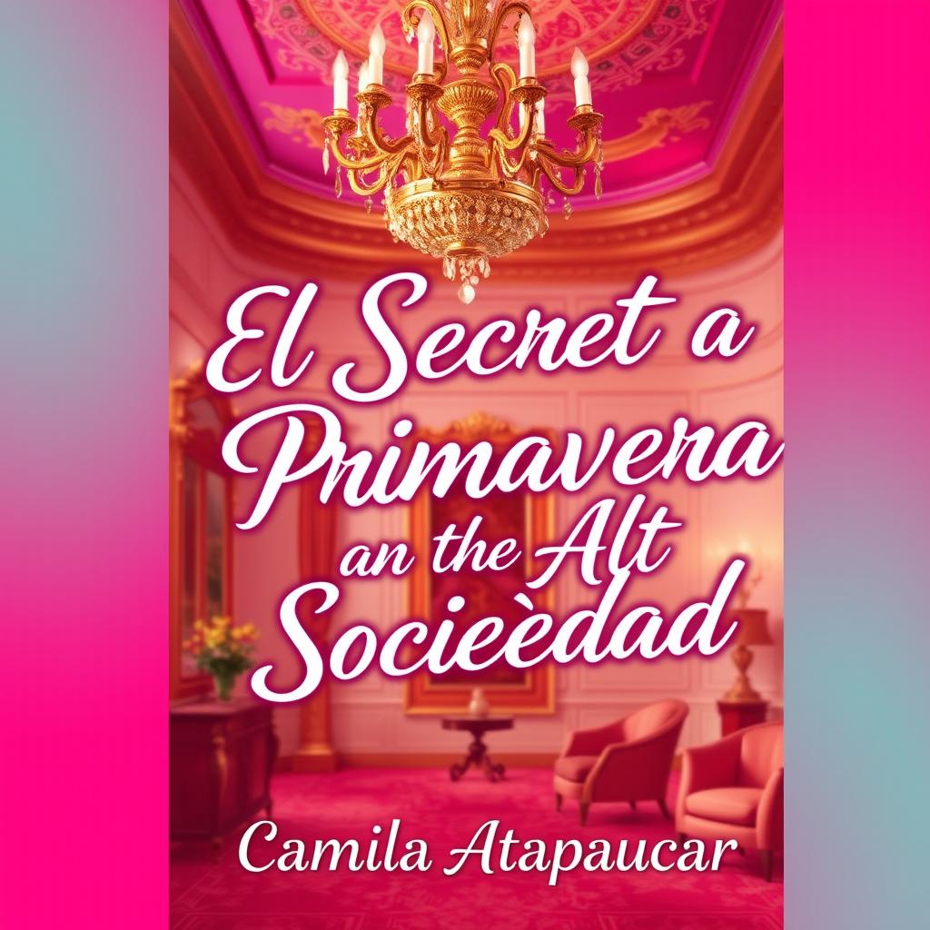 A Wattpad-style cover for "El Secreto de la Primavera en la Alta Sociedad" by Camila Atapaucar