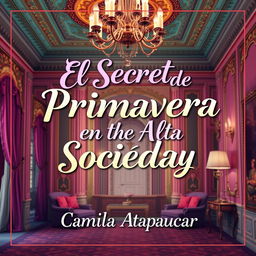 A Wattpad-style cover for "El Secreto de la Primavera en la Alta Sociedad" by Camila Atapaucar