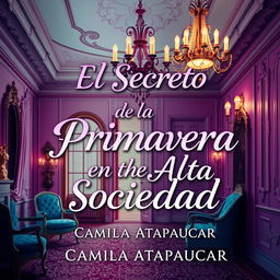 A Wattpad-style cover for "El Secreto de la Primavera en la Alta Sociedad" by Camila Atapaucar