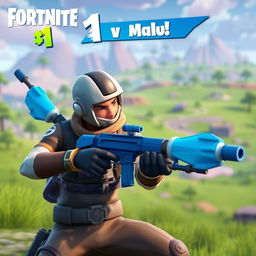 A Fortnite character playing in solo mode, holding only blue weapons