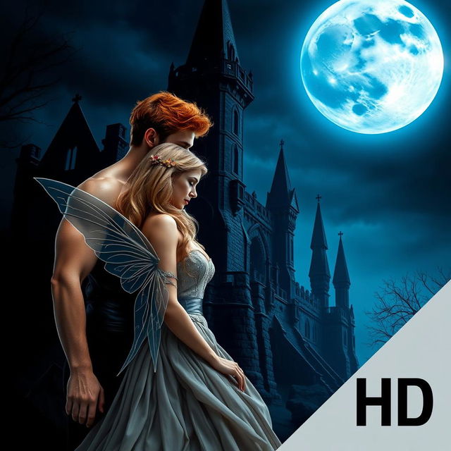 A book cover image featuring a dark gothic castle at night, with a large moon casting a cold, blue glow