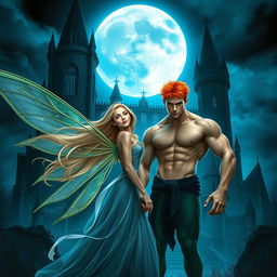 A realistic-style Wattpad book cover image depicting a dark gothic castle at night, with a large moon casting a cold, blue shine