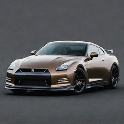 The dynamic and sleek Nissan GTR R35 on a poster. The car is showcased in a detailed and vivid fashion, emphasizing its high-performance features and elegant design.