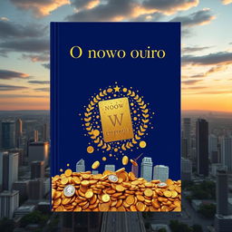 Capa de livro chamativa para 'O novo ouro - emprego', com uma representação metafórica do emprego como o novo ouro