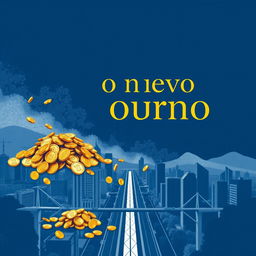 Capa de livro chamativa para 'O novo ouro - emprego', com uma representação metafórica do emprego como o novo ouro