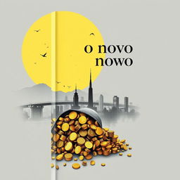 Capa de livro chamativa para 'O novo ouro - emprego', com uma representação metafórica do emprego como o novo ouro