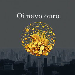 Capa de livro chamativa para 'O novo ouro - emprego', com uma representação metafórica do emprego como o novo ouro