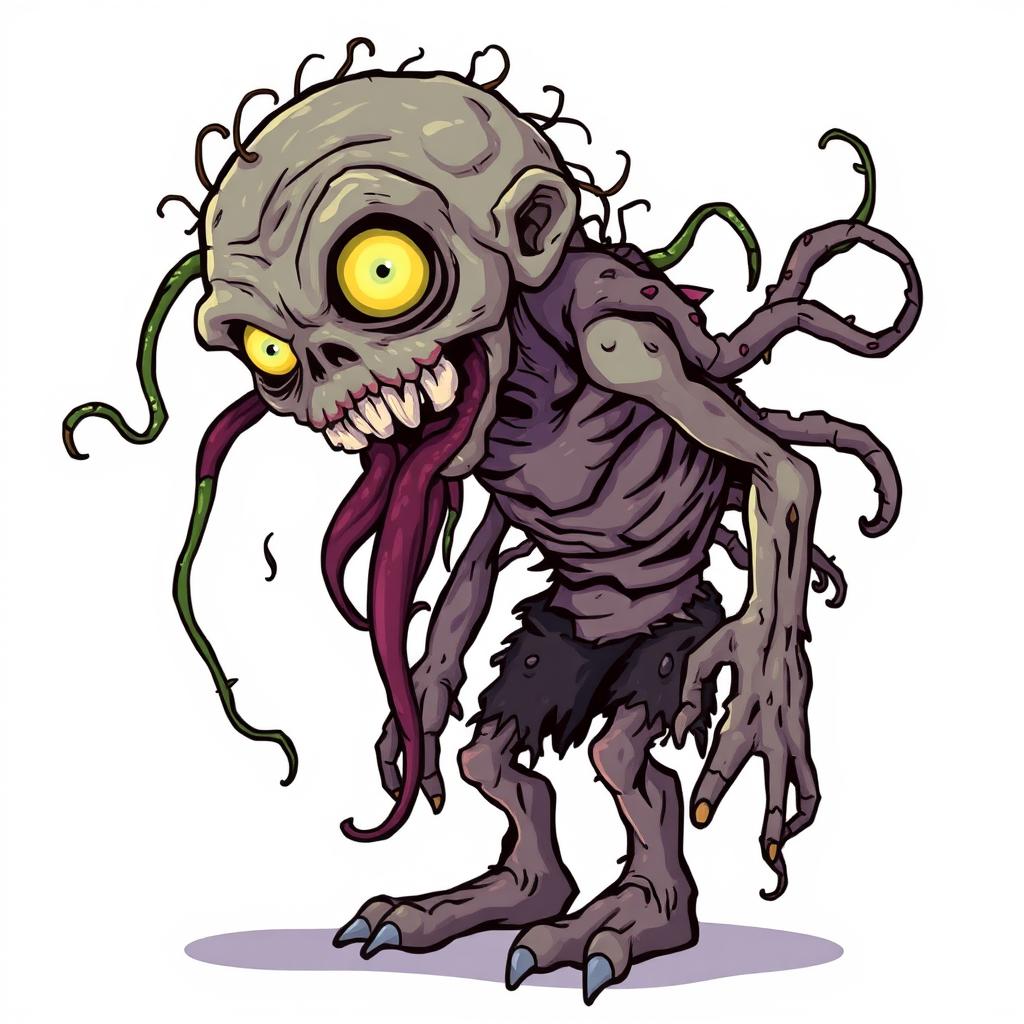 A parasite-infested zombie in a role-playing game (RPG) style, with a cartoonish approach