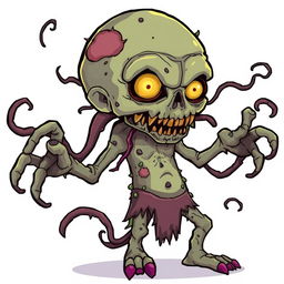 A parasite-infested zombie in a role-playing game (RPG) style, with a cartoonish approach