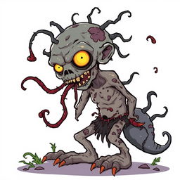 A parasite-infested zombie in a role-playing game (RPG) style, with a cartoonish approach