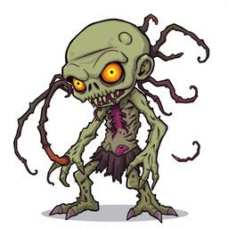 A parasite-infested zombie in a role-playing game (RPG) style, with a cartoonish approach