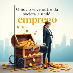 A sophisticated and human-crafted book cover for 'O novo ouro da sociedade - emprego'