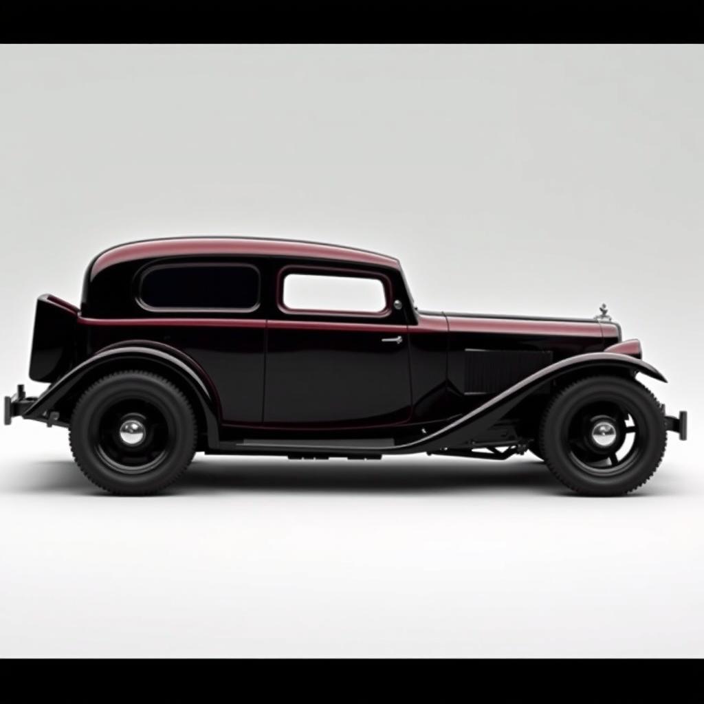 A custom car design blending the classic 1932 black cherry Buick Victoria sedan with the modern aesthetic of a Camaro