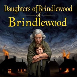 Book cover for 'Daughters of Brindlewood': A turbulent night sky filled with swirling storm clouds