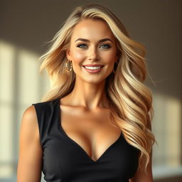 A sexy blonde woman with elegant features, exuding confidence and grace