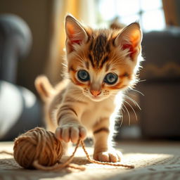 A young and curious kitten with soft fur and bright, inquisitive eyes, exploring its surroundings