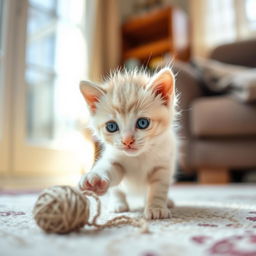 A young and curious kitten with soft fur and bright, inquisitive eyes, exploring its surroundings